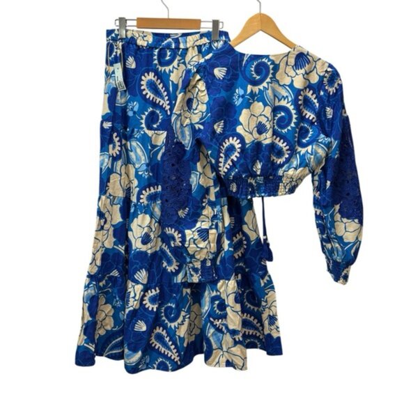 House f arlow 960 lue ream loral inen lend iece kirt et - Picture 4 of 15